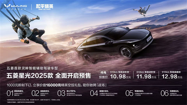 10.98萬元起！五菱星光2025款開啟預(yù)售，攜手《和平精英》打造年輕人的智能實(shí)戰(zhàn)利器！